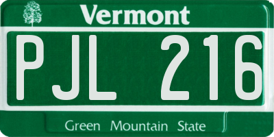 VT license plate PJL216