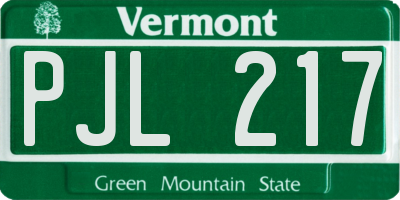 VT license plate PJL217