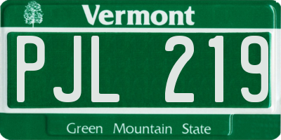 VT license plate PJL219