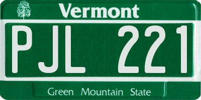 VT license plate PJL221
