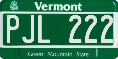VT license plate PJL222