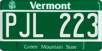 VT license plate PJL223