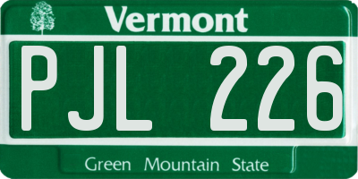 VT license plate PJL226