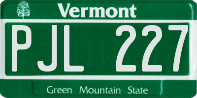 VT license plate PJL227