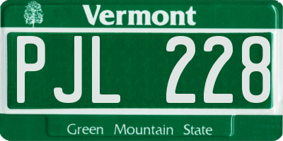 VT license plate PJL228