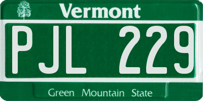 VT license plate PJL229