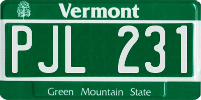 VT license plate PJL231