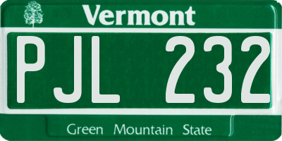 VT license plate PJL232