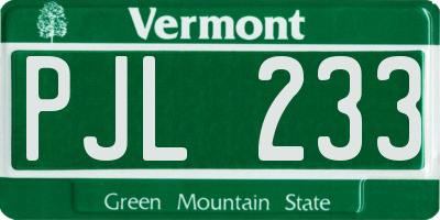 VT license plate PJL233