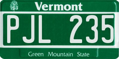 VT license plate PJL235