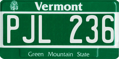 VT license plate PJL236