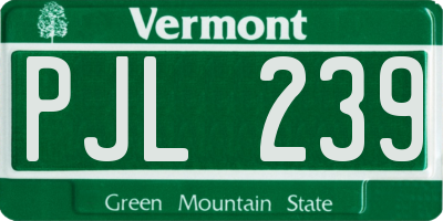 VT license plate PJL239