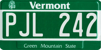 VT license plate PJL242