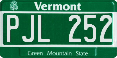 VT license plate PJL252