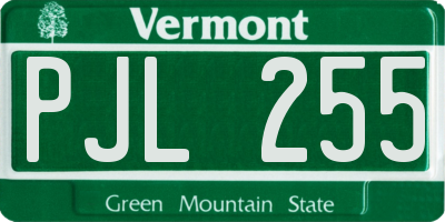 VT license plate PJL255