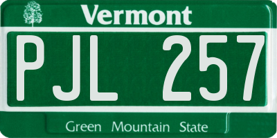 VT license plate PJL257