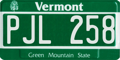 VT license plate PJL258