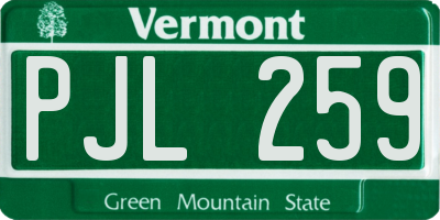 VT license plate PJL259
