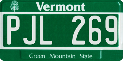 VT license plate PJL269