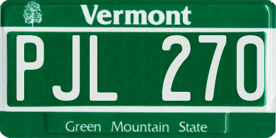 VT license plate PJL270