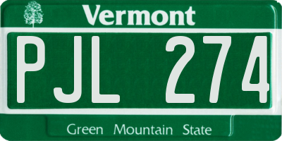 VT license plate PJL274