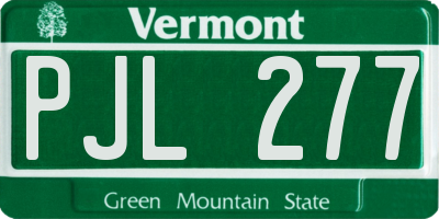 VT license plate PJL277