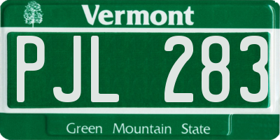 VT license plate PJL283