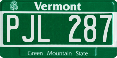 VT license plate PJL287