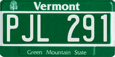 VT license plate PJL291