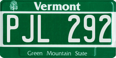 VT license plate PJL292