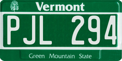 VT license plate PJL294