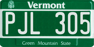 VT license plate PJL305