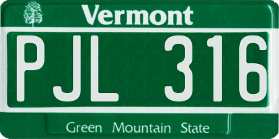 VT license plate PJL316