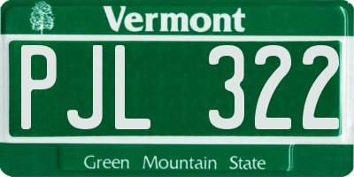 VT license plate PJL322