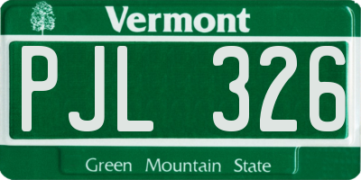 VT license plate PJL326