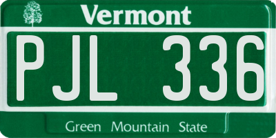 VT license plate PJL336