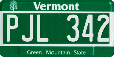 VT license plate PJL342