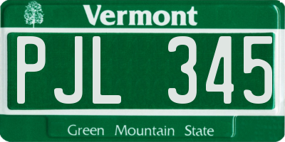 VT license plate PJL345