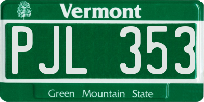 VT license plate PJL353