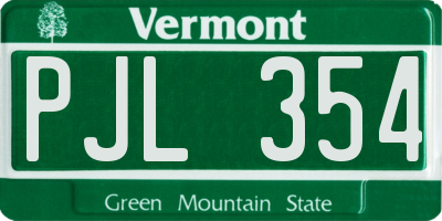 VT license plate PJL354