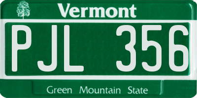VT license plate PJL356