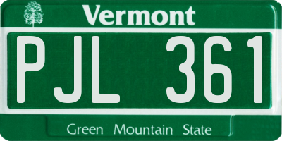 VT license plate PJL361