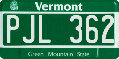 VT license plate PJL362