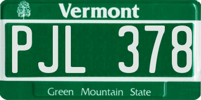 VT license plate PJL378