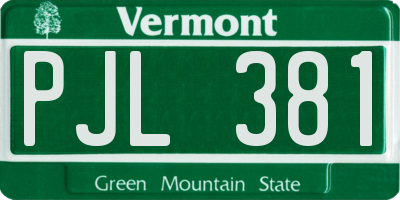 VT license plate PJL381