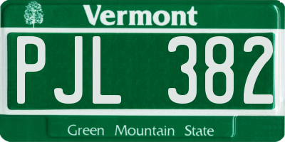 VT license plate PJL382