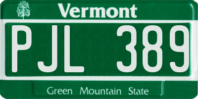 VT license plate PJL389
