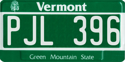 VT license plate PJL396