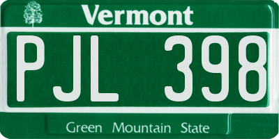 VT license plate PJL398