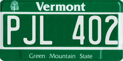 VT license plate PJL402